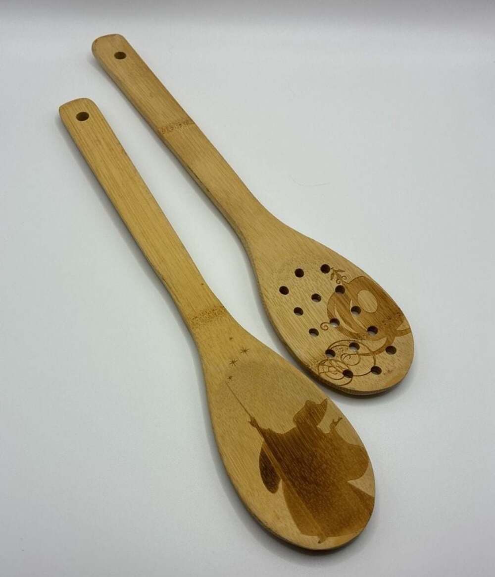 Disney Cinderella Bamboo Wooden Spoon and Slotted Spoon Kitchen Utensil Set